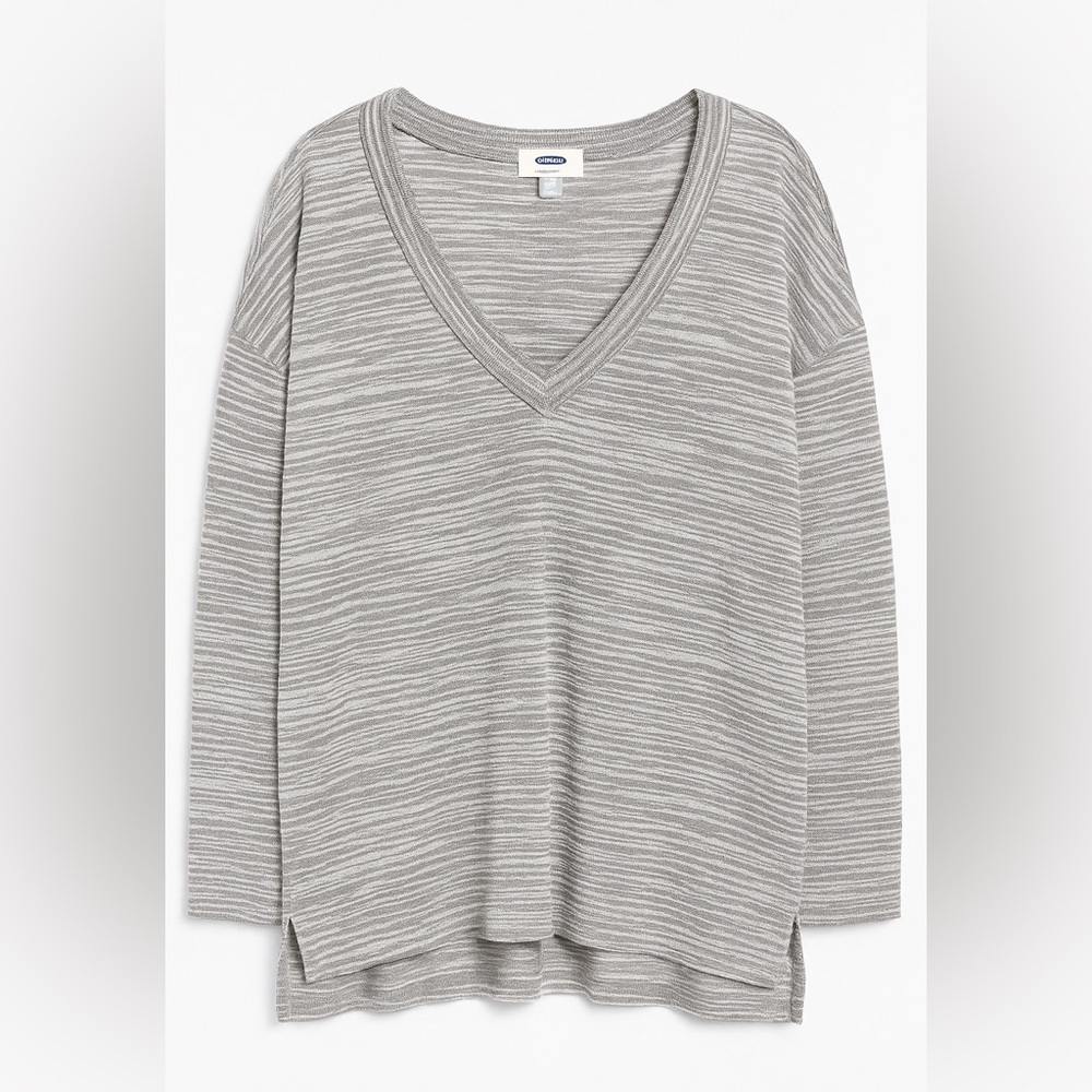 Old Navy Plus Gray Striped Long Sleeve V-Neck Top – Size 2X